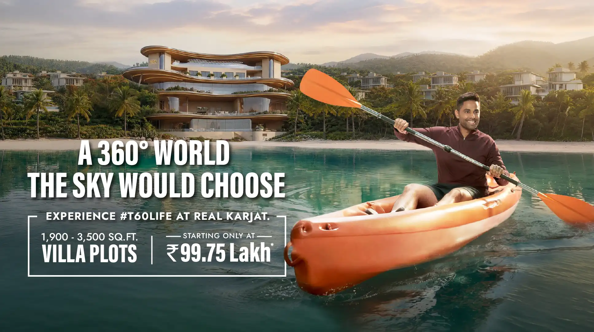 Kayaking on the BluBay lagoon, villa plots from 1,900 sq. ft.